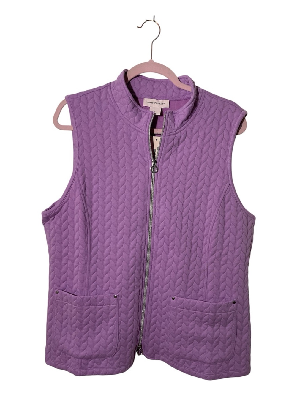 Allison Daley Lavender Quilted Zip Front Vest NWT Large